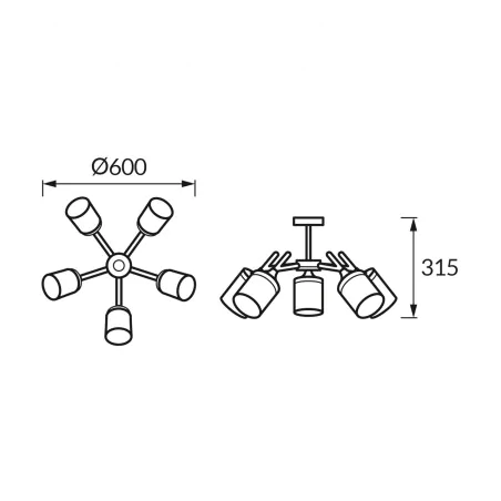 Lampy-sufitowe - biała lampa sufitowa żyrandol na 5 żarówek anders ideus 