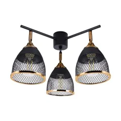 Lampy-sufitowe - lampa sufitowa potrójna loftowa żyrandol czarno-złoty loras ideus