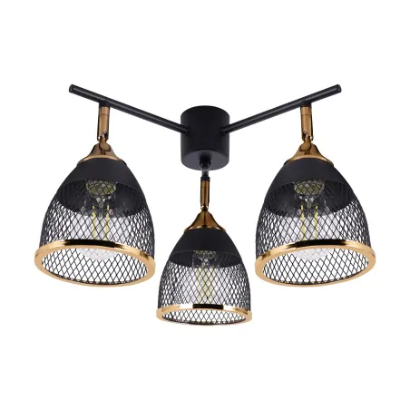 Lampy-sufitowe - lampa sufitowa potrójna loftowa żyrandol czarno-złoty loras ideus 