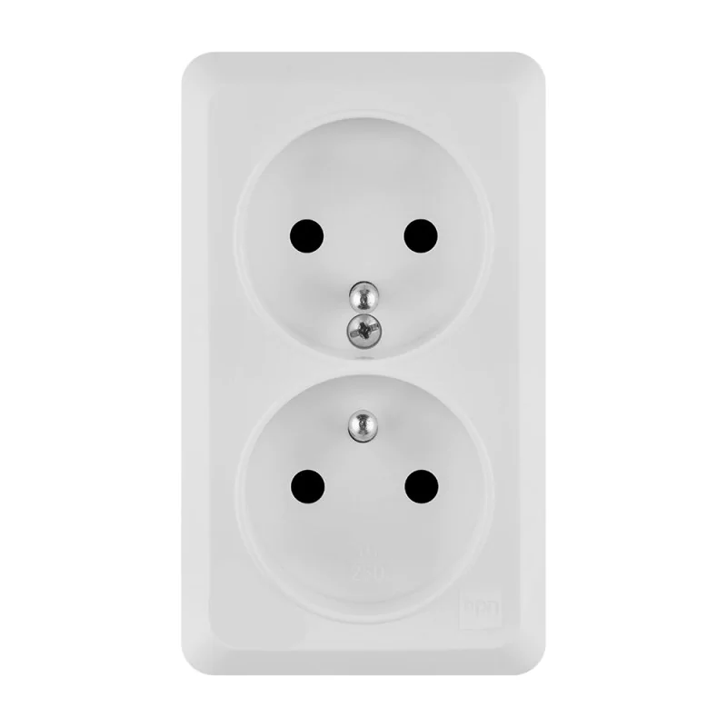 Gniazda-podwojne-natynkowe - gniazdo podwójne z uziemieniem natynkowe białe ip20 berg elektro-plast firmy Elektro-Plast 