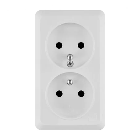 Gniazda-podwojne-natynkowe - gniazdo podwójne z uziemieniem natynkowe białe ip20 berg elektro-plast 