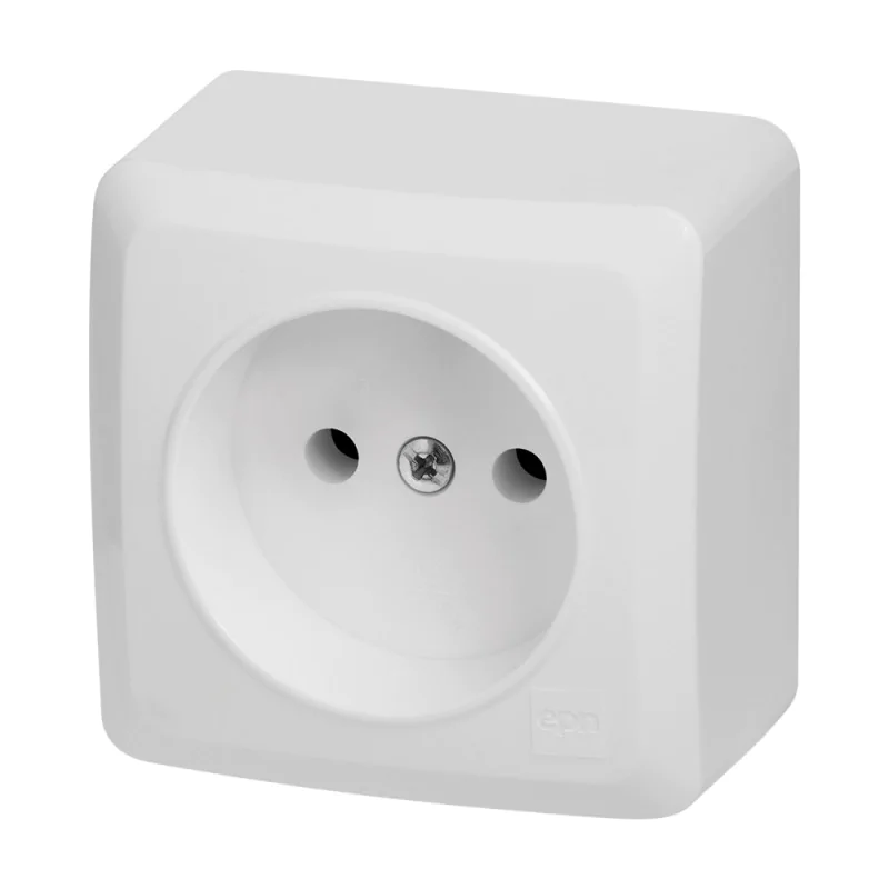 Gniazda-pojedyncze-natynkowe - proste białe gniazdo bez uziemienia natynkowe ip20 berg elektro-plast firmy Elektro-Plast 