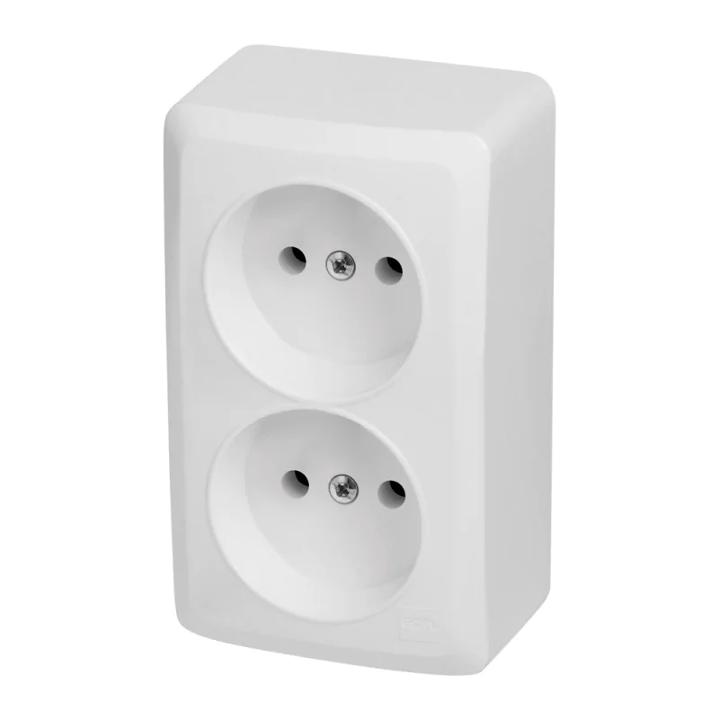 Gniazda-podwojne-natynkowe - gniazdo podwójne bez uziemienia natynkowe białe ip20 berg elektro-plast firmy Elektro-Plast 