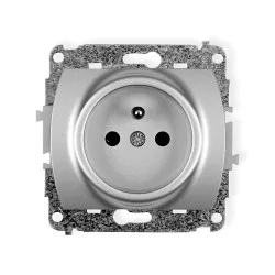 Gniazda-pojedyncze-podtynkowe - gniazdo pojedyncze z uziemieniem i przesłonami torów prądowych srebrne do ramki trend karlik 5gp-1zp
