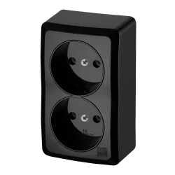 Gniazda-podwojne-natynkowe - gniazdo podwójne bez uziemienia natynkowe czarne ip20 berg elektro-plast
