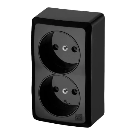 Gniazda-podwojne-natynkowe - gniazdo podwójne bez uziemienia natynkowe czarne ip20 berg elektro-plast 