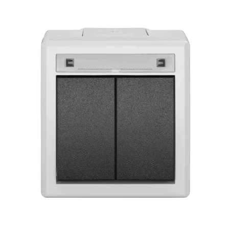 Wylaczniki-podwojne - wyłącznik podwójny świecznikowy ip55 hermetyczny szary aquant elektro-plast 