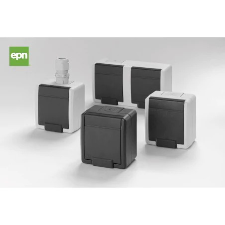 Wylaczniki-podwojne - wyłącznik podwójny świecznikowy ip55 hermetyczny antracyt aquant elektro-plast 