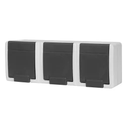 Gniazda-potrojne-natynkowe - aquant gniazdo potrójne natynkowe z klapką ip55 szare elektro-plast