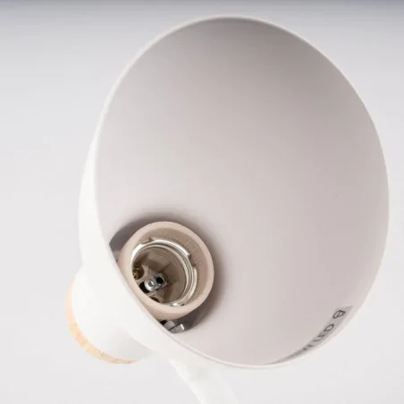 Lampki-biurkowe - lampka biurkowa klasyczna biało-drewniana szkolna kreślarska e27 niko lumiled 