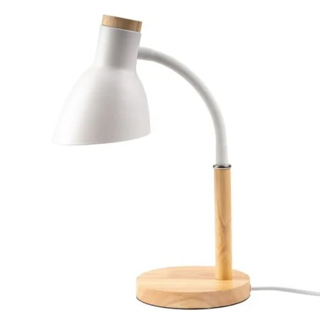 Lampki-biurkowe - lampka biurkowa klasyczna biało-drewniana szkolna kreślarska e27 niko lumiled 