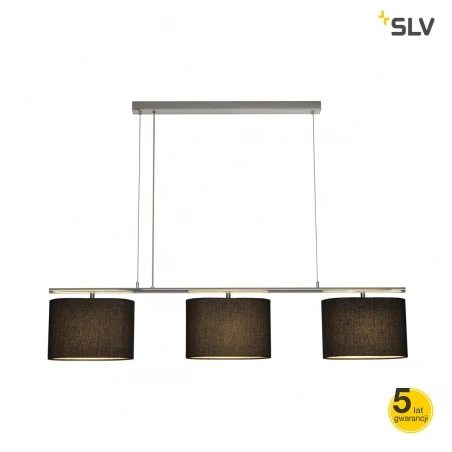 Lampy-sufitowe - czarna lampa wisząca triadem 3 klosze materiałowe 3xe27 60w max slv 