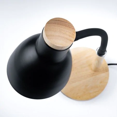 Lampki-biurkowe - lampka biurkowa klasyczna czarna drewniana szkolna kreślarska e27 niko lumiled 