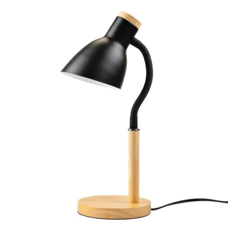 Lampki-biurkowe - lampka biurkowa klasyczna czarna drewniana szkolna kreślarska e27 niko lumiled 
