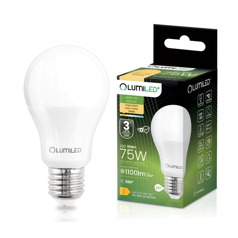 Zarowki-led - tania żarówka led e27 10w-75w 1100lm 3000k ciepła lumiled firmy LUMILED 
