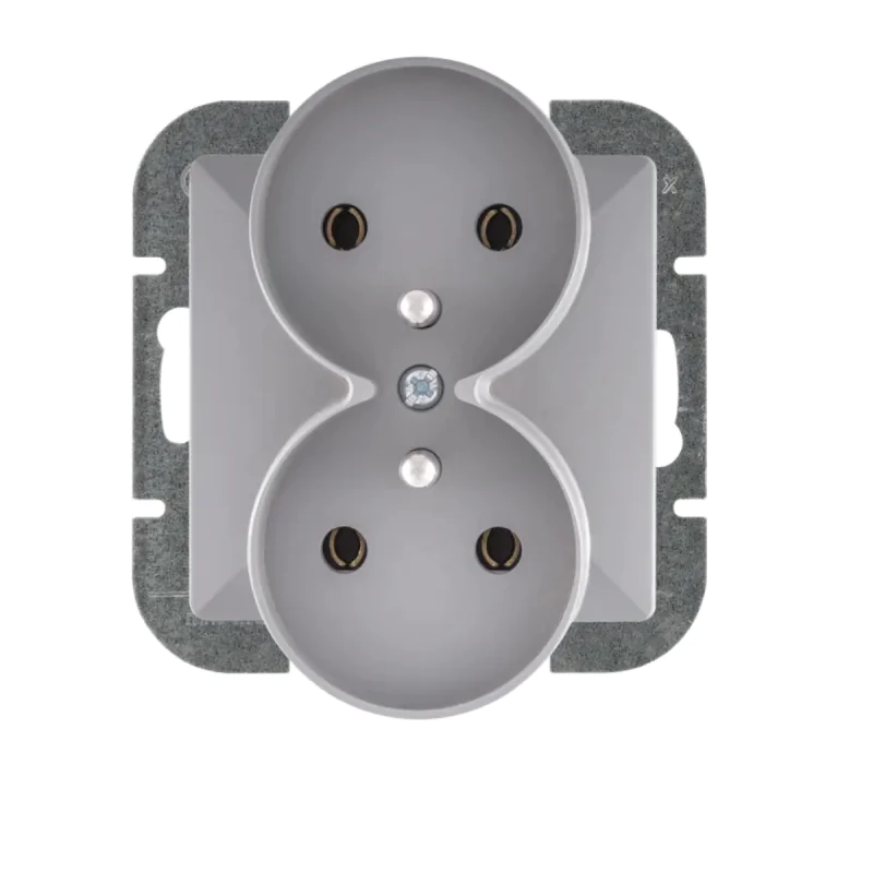 Gniazda-elektryczne - gniazdo podwójne podtynkowe szary mat  z uziemieniem pt-6pr perła abex firmy ABEX 