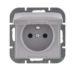 Gniazda-pojedyncze-podtynkowe - gniazdo pojedyncze do łazienki z szarą klapką matowe pt-16ph perła abex