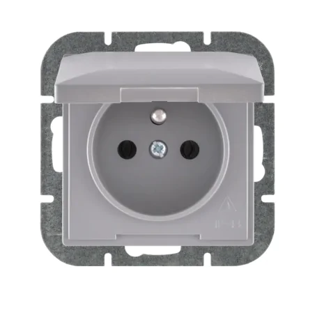 Gniazda-pojedyncze-podtynkowe - gniazdo pojedyncze do łazienki z szarą klapką matowe pt-16ph perła abex 