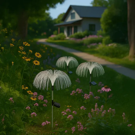 Lampy-solarne - lampki solarne wbijane ogrodowe parasolki z kolorowym światłem zestaw 2 sztuk umbrella eko2499 eko-light 