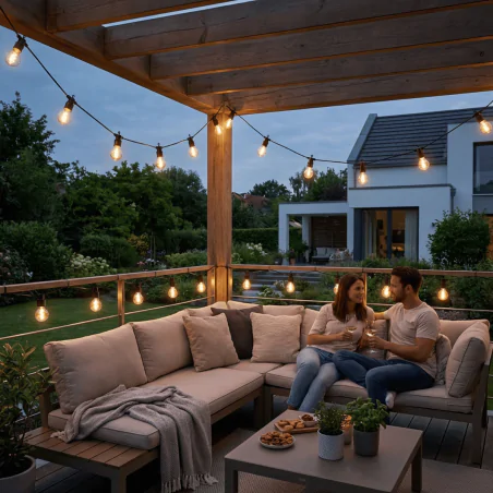 Swiecace-kule-i-girlandy - girlanda solarna ogrodowa sterowana pilotem ozdobne żarówki z ciepłym światłem 11,5m alavas lumiled 