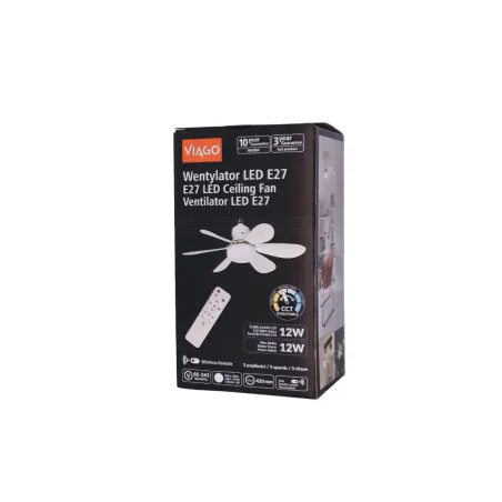 Wentylatory-sufitowe - wentylator sufitowy śmigło led e27 12w+12w wiatrak sufitowy sterowany pilotem lampowentylator vbuf012 
