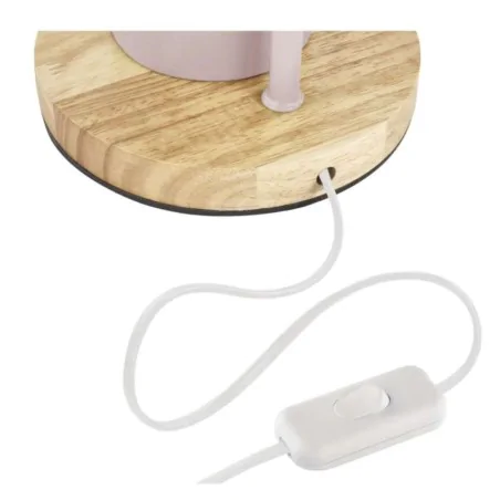 Lampki-biurkowe - lampka biurkowa różowa pastelowa drewniana szkolna z przybornikiem e27 poppy emos 