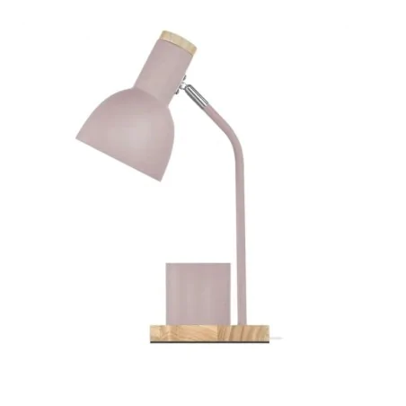 Lampki-biurkowe - lampka biurkowa różowa pastelowa drewniana szkolna z przybornikiem e27 poppy emos 