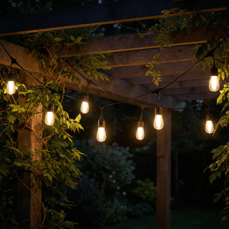 Swiecace-kule-i-girlandy - łańcuch solarny 15m ozdobne żarówki z efektem płomienia ciepłe światło flame lumiled 