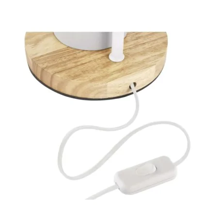 Lampki-biurkowe - lampka biurkowa biała metalowa drewniana szkolna z przybornikiem e27 poppy emos 