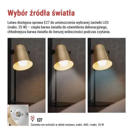 Lampki-biurkowe - lampka gabinetowa biurkowa na stolik czarno-złota nina e27 emos 
