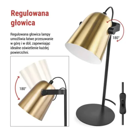 Lampki-biurkowe - lampka gabinetowa biurkowa na stolik czarno-złota nina e27 emos 