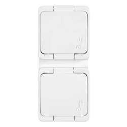 Gniazda-podwojne-natynkowe - gniazdo podwójne pionowe natynkowe z klapką białe ip44 nt-6s/p smart abex