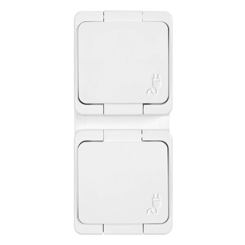 Gniazda-podwojne-natynkowe - gniazdo podwójne pionowe natynkowe z klapką białe ip44 nt-6s/p smart abex firmy ABEX 