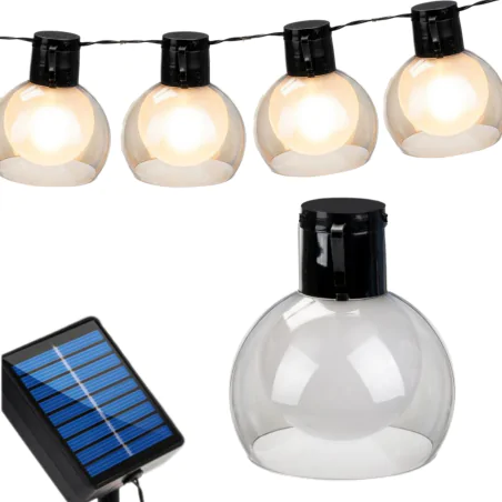 Swiecace-kule-i-girlandy - łańcuch solarny led do ogrodu girlanda z ozdobnymi żarówkami 4,7m ciepłe światło perla lumiled 