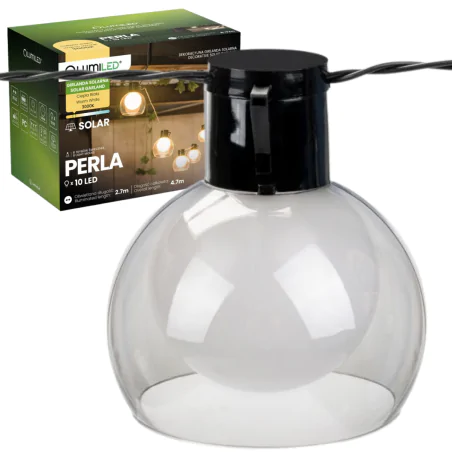 Swiecace-kule-i-girlandy - łańcuch solarny led do ogrodu girlanda z ozdobnymi żarówkami 4,7m ciepłe światło perla lumiled 