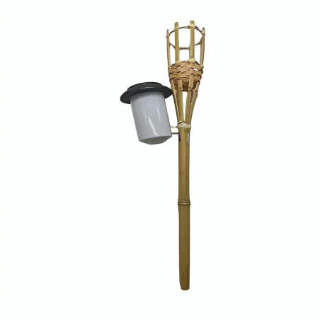 Lampy-solarne - pochodnia solarna bambusowa lampka wbijana do ogródka eko-light 