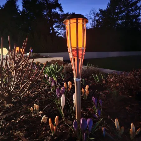 Lampy-solarne - pochodnia solarna bambusowa lampka wbijana do ogródka eko-light 