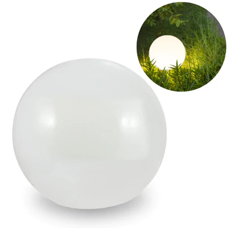 Lampy-kule-ogrodowe - lampa solarna kula do ogrodu o średnicy 20cm z neutralnym światłem 4000k polux/goldlux 