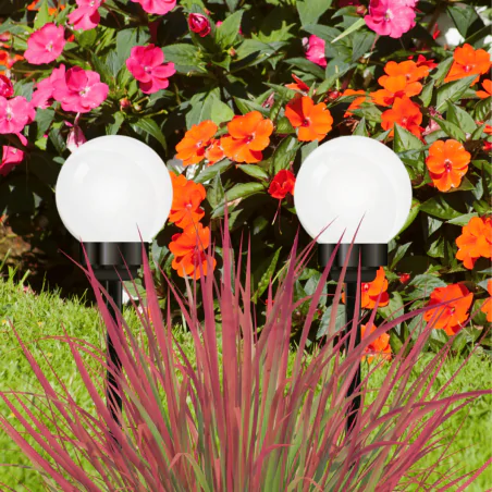 Lampy-solarne - lampa solarna wbijana kula 15cm kolorowe światło rgb atris  lumiled 
