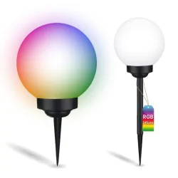 Lampy-solarne - lampa solarna wbijana kula 15cm kolorowe światło rgb atris  lumiled