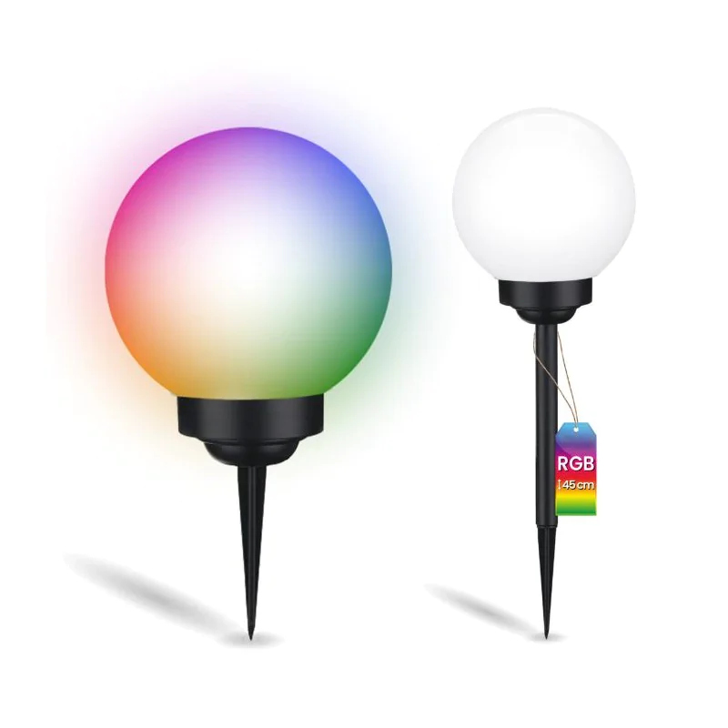 Lampy-solarne - lampa solarna wbijana kula 15cm kolorowe światło rgb atris  lumiled firmy LUMILED 