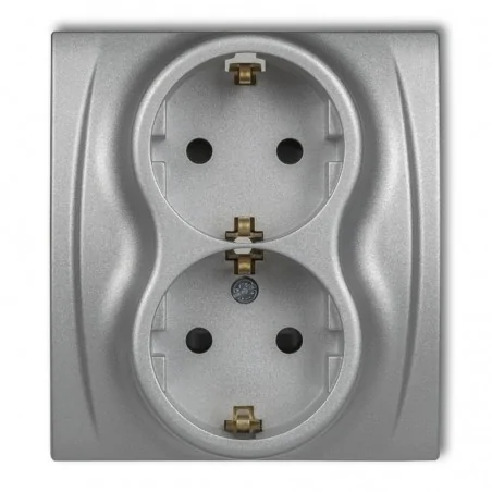 Gniazda-podwojne-podtynkowe - gniazdko elektryczne podwójne czeskie srebrny metalik 7lgp-2zpu logo karlik 