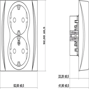  Gniazdko elektryczne podwójne z uziemieniem schuko srebrny metalik 7LGP-2ZU LOGO KARLIK 