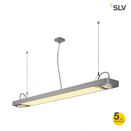 Lampy-sufitowe - lampa sufitowa led aixlight r2 office led długi wisząca srebrnoszara led +2xqpar111 max. 75w, 153cm slv 