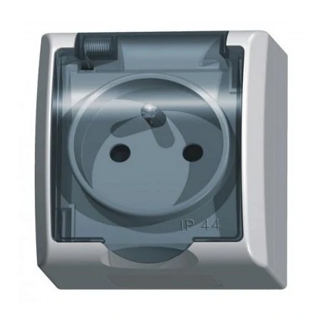 Gniazda-pojedyncze-natynkowe - gniazdo pojedyncze natynkowe z uziemieniem z klapką dymną białe gnh-1hz/00/d fala ospel 