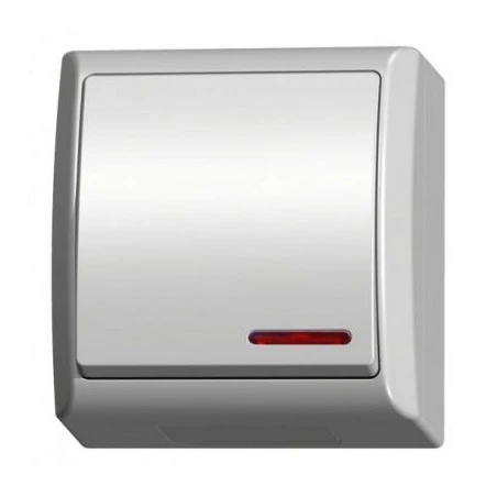 Wylaczniki-jednobiegunowe - włącznik jednobiegunowy natynkowy z podświetleniem biały łnh-1hs/00 fala ospel 