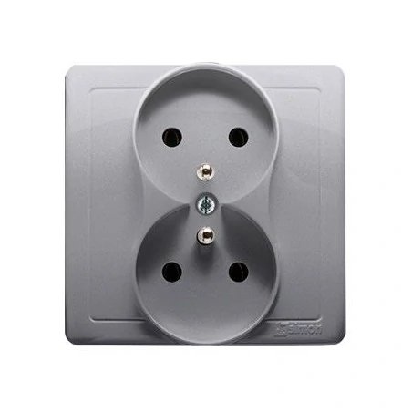 Gniazda-podwojne-podtynkowe - gniazdo wtyczkowe podwójne z uziemieniem inox w ramce bmgz2/21 simon basic  kontakt-simon 