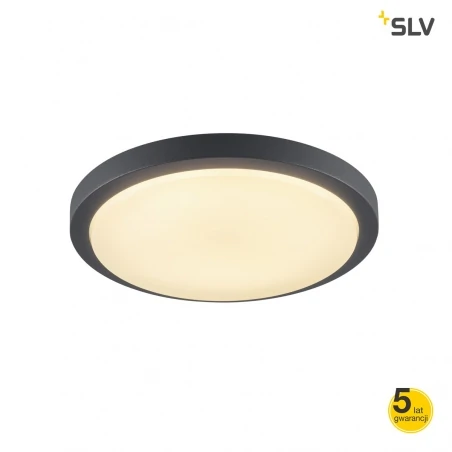 Plafony - okrągła plafoniera led antracytowa 22w 3000k ip44 1430lm ainos 229975 slv 