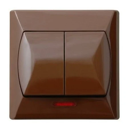 Wylaczniki-podwojne - wyłącznik podwójny z podświetleniem brązowy łp-2as/24 akcent ospel 