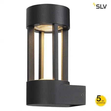 Kinkiety-ogrodowe - kinkiet elewacyjny slots wall antracyt 6.3w cob led 3000k ip44 slv 